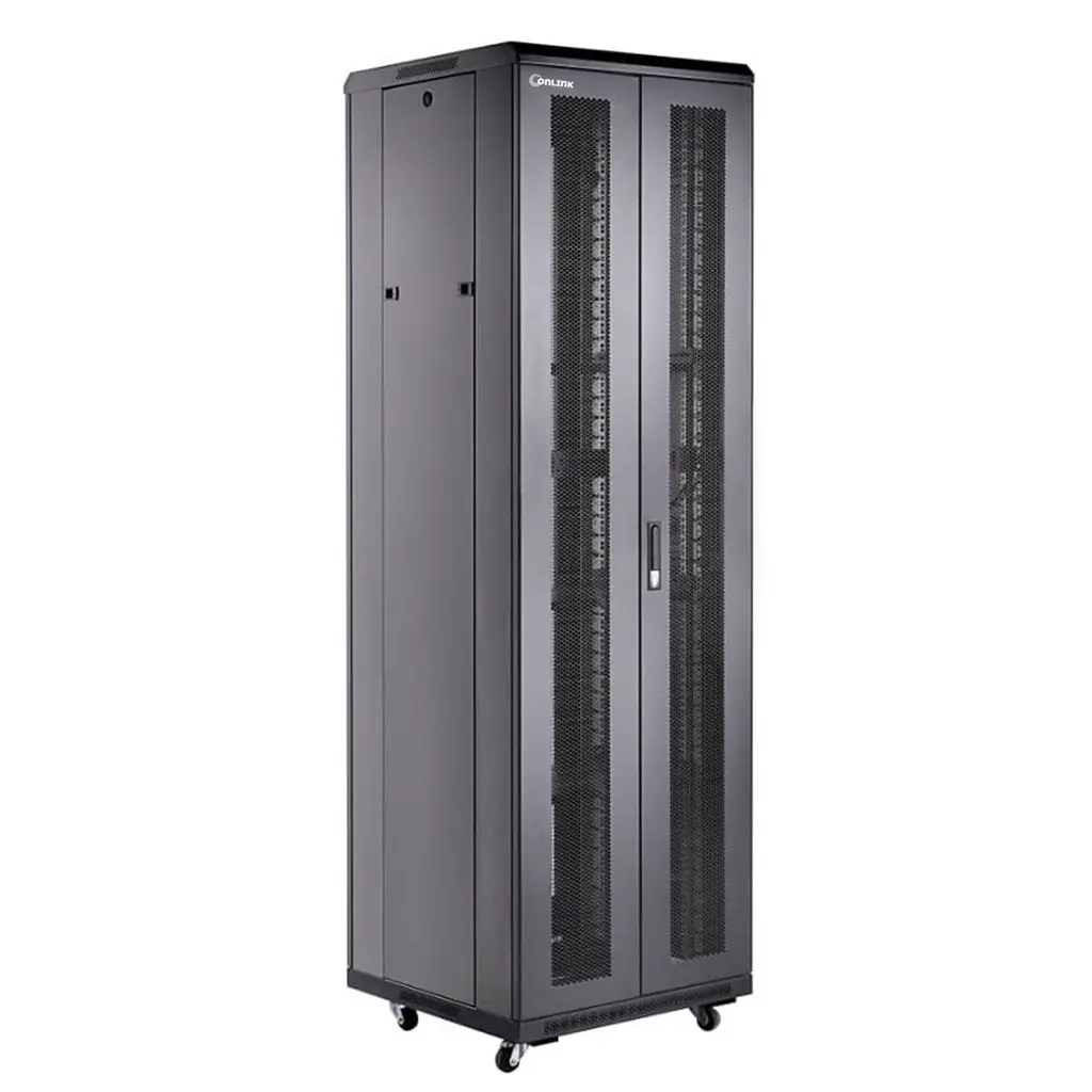 [FS6842-VDM-600x800] Onlink - Rack de Piso Cerrado 42U 600x800x2054mm con Puerta Frontal de Vidrio y Doble Puerta Trasera de Malla.webp