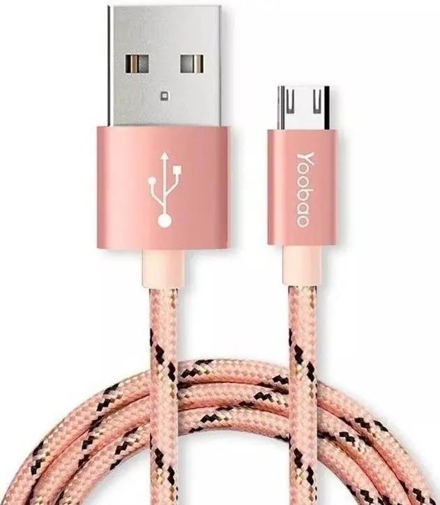 Cable Micro Usb de Nylon Trensado  Carga Rápida 2.1A Yb-423 Rosado Yoobao 