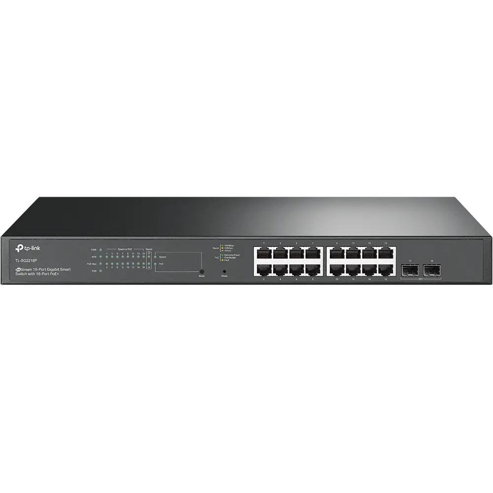 Switch Omada Inteligente 18 puertos Gigabit + 16 Puertos PoE+ tp-link SG2218P