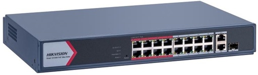 [DS-3E1518P-EI/M] Switch Administrable de 16 puertos Gigabit PoE 130W+ 1 Puertos Uplink 1000Mbps + 1 Puerto  SFP HIKVISION